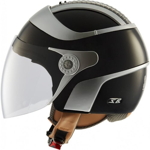 STEELBIRD-OPEN FACE HELMET SB-29 TWO TONE MATTE BLACK WITH